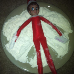 elf on the shelf flour snow angel